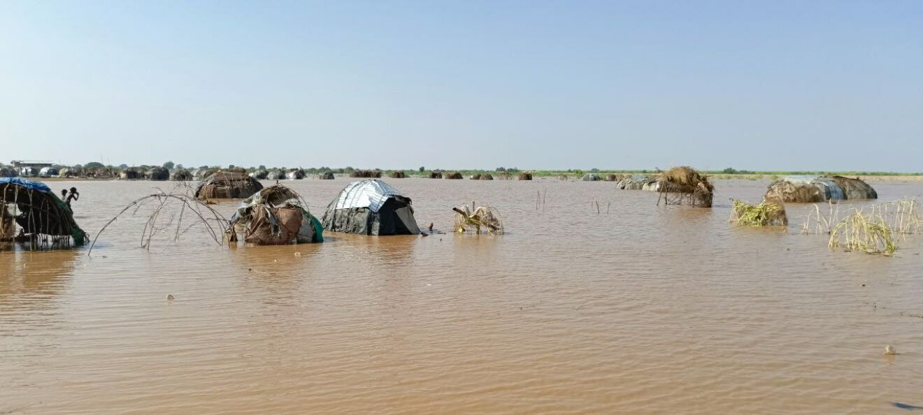 Überschwemmungen in einem Dorf in Äthopien