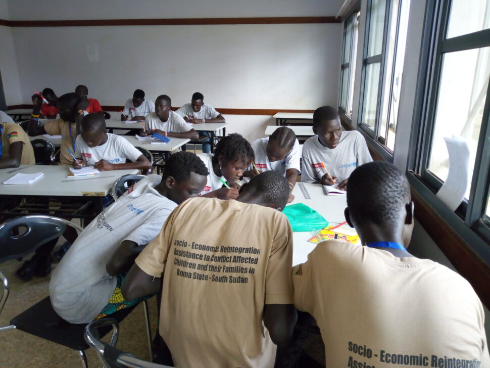 Rechenunterricht bei der Berufsaubildung in Juba, Südsudan